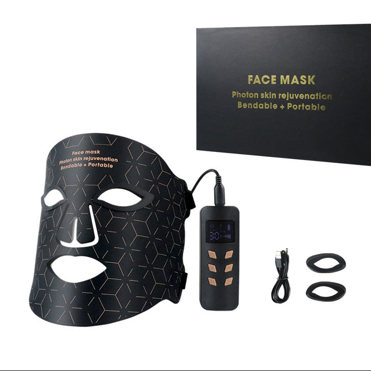 LED Silicone Mask Facial Neck Red Blue Light Household Skin Rejuvenation Mask