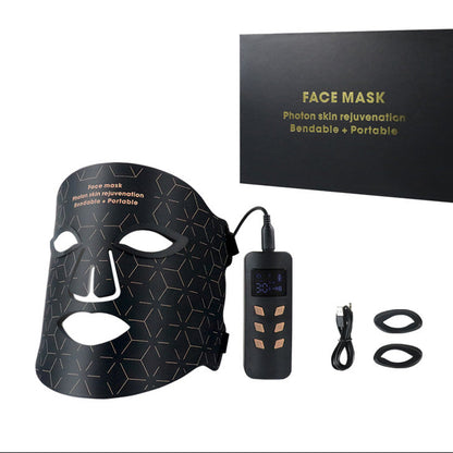 LED Silicone Mask Facial Neck Red Blue Light Household Skin Rejuvenation Mask